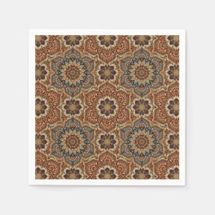 Colourful abstract ethnic floral mandala pattern napkin
