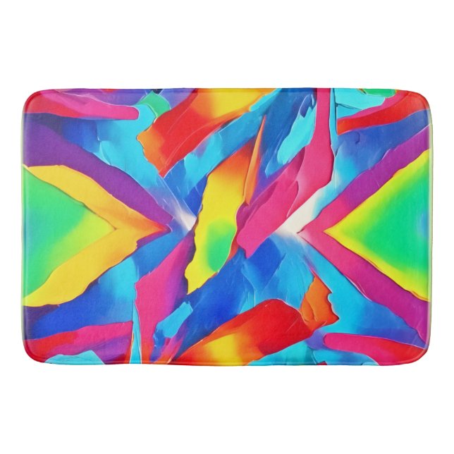 Colourful Abstract Expressionism Art Bath Mat (Front)