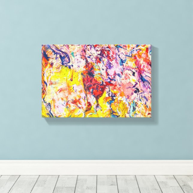 Colourful Abstract Expressionism Painting Canvas Print (Insitu(Wood Floor))