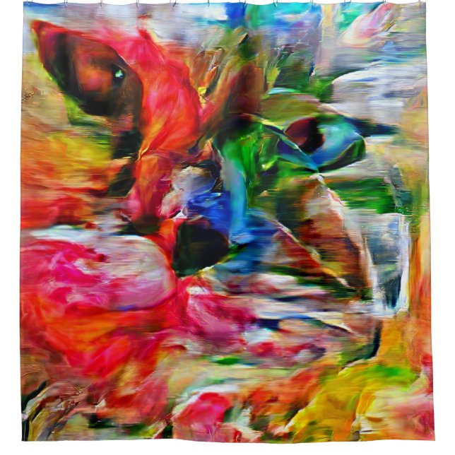 Colourful Abstract Expressionist Cat Art Print" (Front)