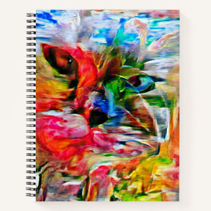 Colourful Abstract Expressionist Cat Art Print" Notebook