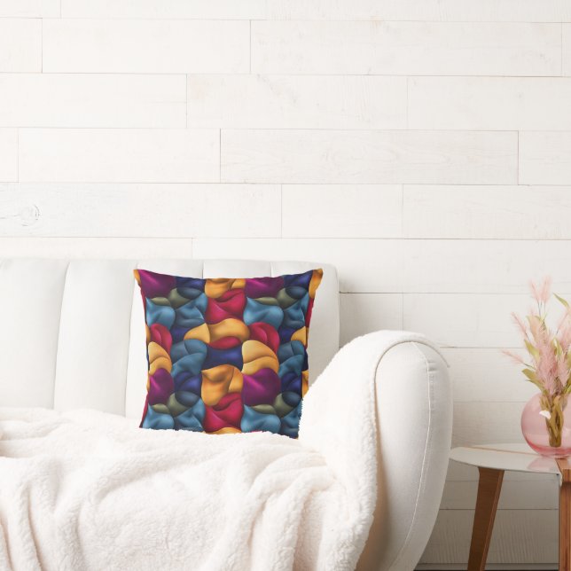 Colourful Abstract Fabric Pattern Throw Pillow (Couch)