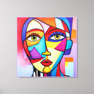 Colourful Abstract Face Cubism Canvas Print