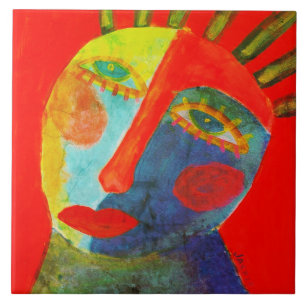 Colourful Abstract Face Painting Tile