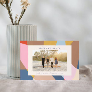 Colourful Abstract Family Photo Bright Festive  Holiday Card
