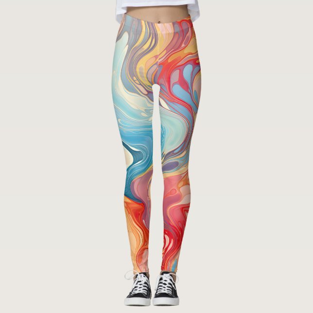 Colourful abstract fantasy leggings (Front)