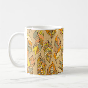 Colourful Abstract Feathers: Vintage Pattern Coffee Mug