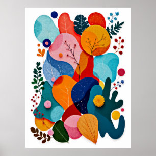 Colourful Abstract Felt Floral Boho Nursery Poster