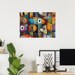 Colourful Abstract Fish Art Poster