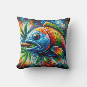 Colourful Abstract Fish Decor Art Throw Pillow
