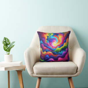 Colourful Abstract Fish Design   Artistic Fishing  Throw Pillow