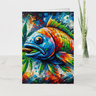Colourful Abstract Fish  Foil Greeting Card