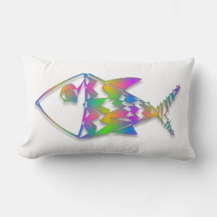 Colourful Abstract Fish Lumbar Pillow