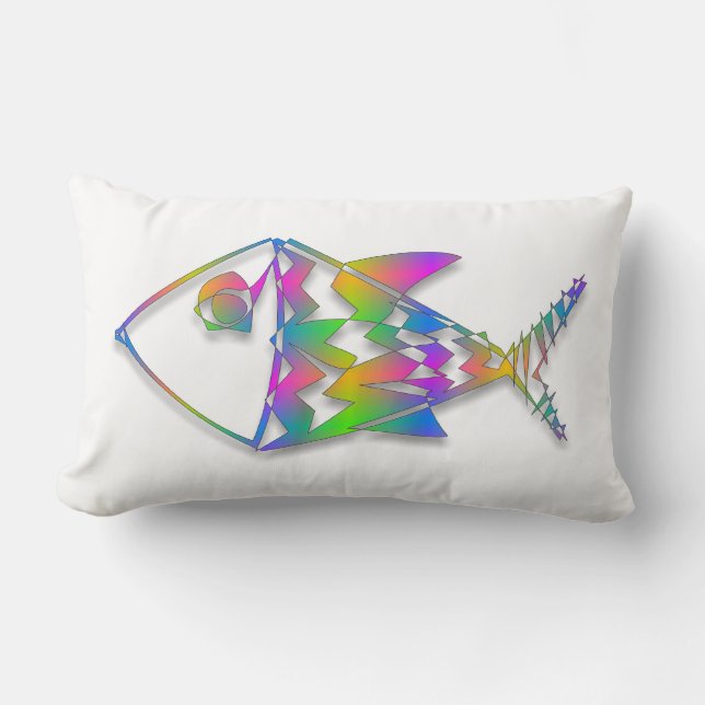 Colourful Abstract Fish Lumbar Pillow (Front)