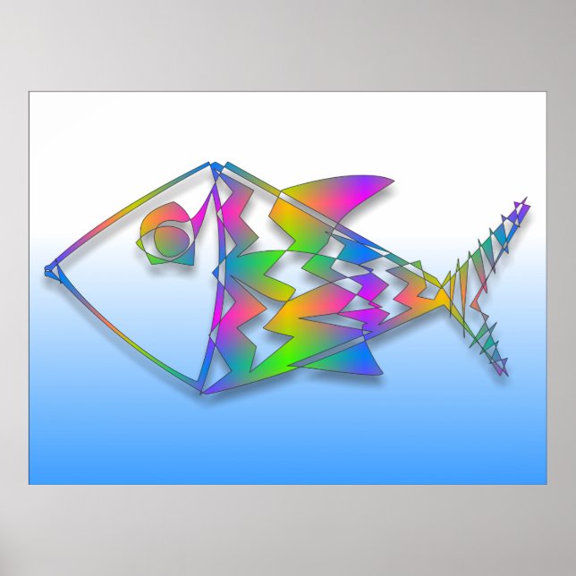 Colourful Abstract Fish Poster (Front)