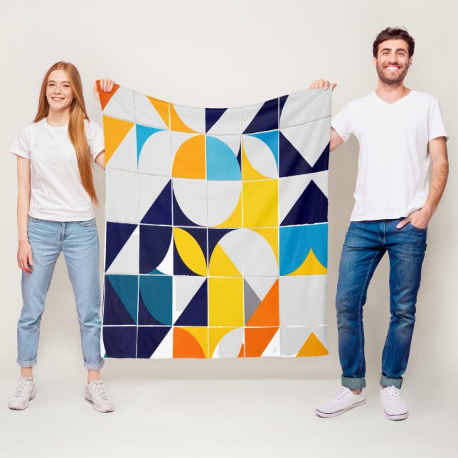 Colourful Abstract Fleece Blanket (In Situ)