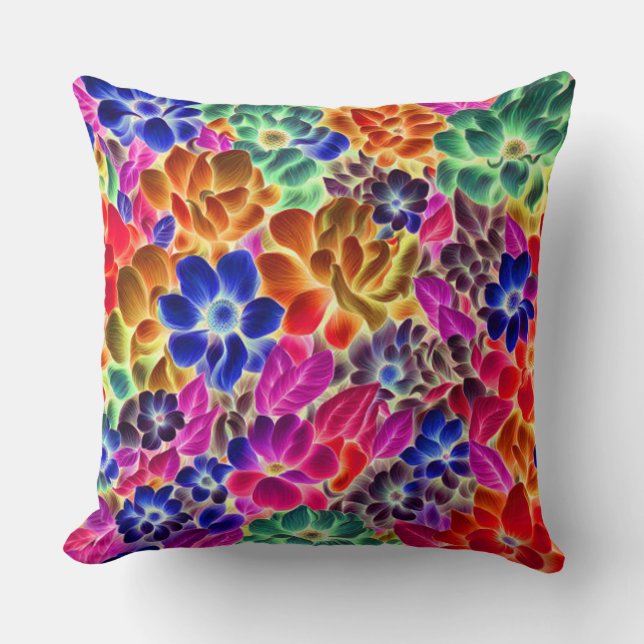 Colourful Abstract Floral #67 -  Throw Pillow (Front)