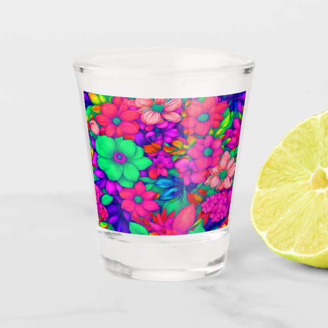 Colourful Abstract Floral #77 Shot Glass (Front)