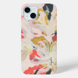 Colourful Abstract Floral Art Your Name iPhone 15 Mini Case