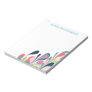 Colourful Abstract Floral Custom Monogram Name Notepad