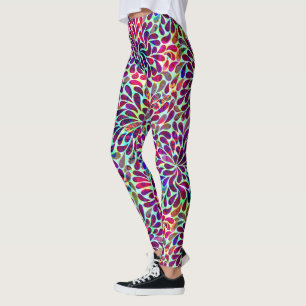 Colourful Abstract Floral Damask Leggings