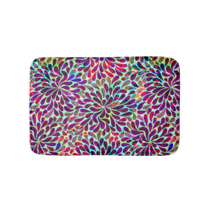 Colourful Abstract Floral Design Bath Mat