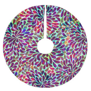 Colourful Abstract Floral Design Brushed Polyester Tree Skirt