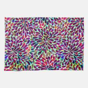 Colourful Abstract Floral Design Kitchen Towel