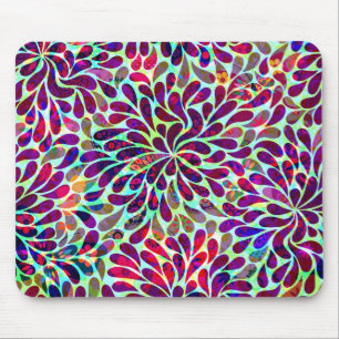 Colourful Abstract Floral Design Mouse Pad