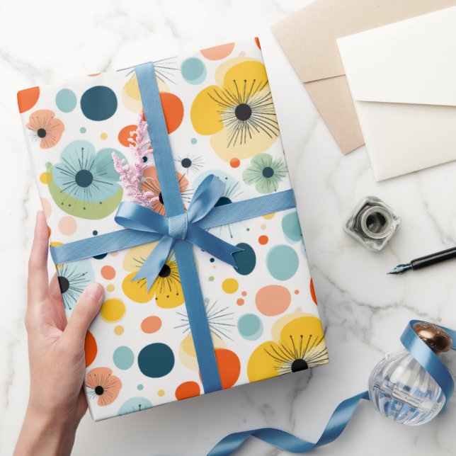 Colourful Abstract Floral Pattern Wrapping Design Paper (Gifting)