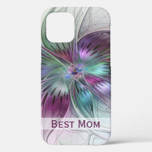 Colourful Abstract Flower Floral Fractal Best Mom iPhone 12 Case