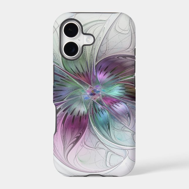 Colourful Abstract Flower Modern Floral Fractal Ar (Back)