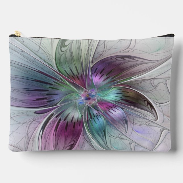Colourful Abstract Flower Modern Floral Fractal Ar Accessory Pouch (Front)