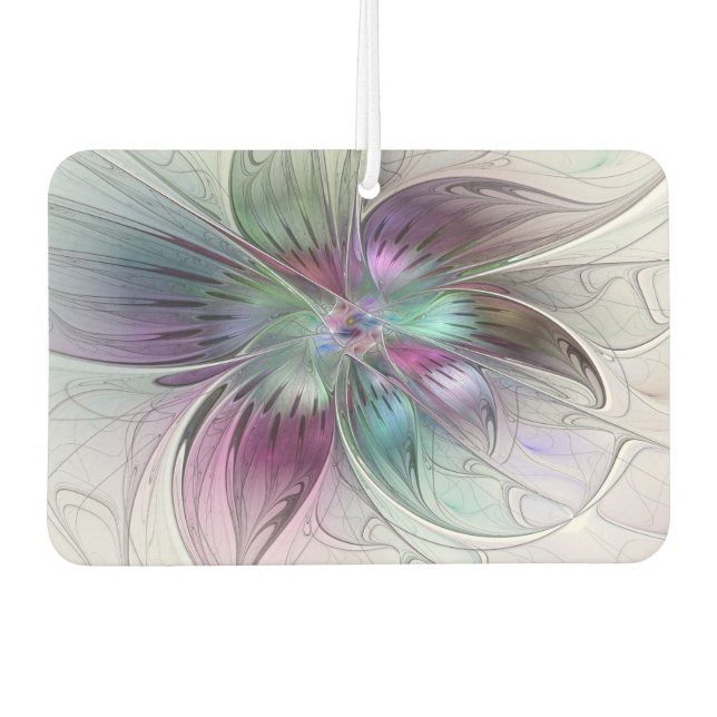 Colourful Abstract Flower Modern Floral Fractal Ar Air Freshener (Front)