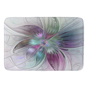 Colourful Abstract Flower Modern Floral Fractal Ar Bath Mat