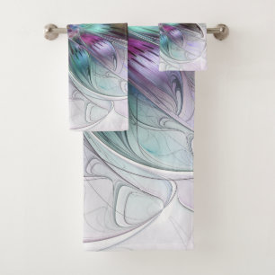 Colourful Abstract Flower Modern Floral Fractal Ar Bath Towel Set
