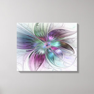 Colourful Abstract Flower Modern Floral Fractal Ar Canvas Print