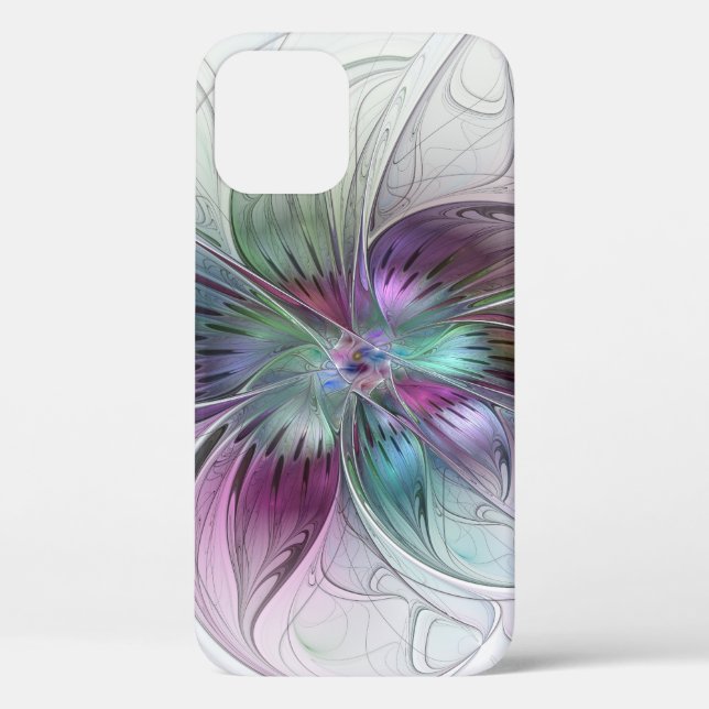 Colourful Abstract Flower Modern Floral Fractal Ar Case-Mate iPhone Case (Back)
