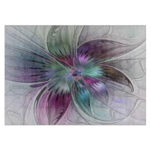 Colourful Abstract Flower Modern Floral Fractal Ar Cutting Board
