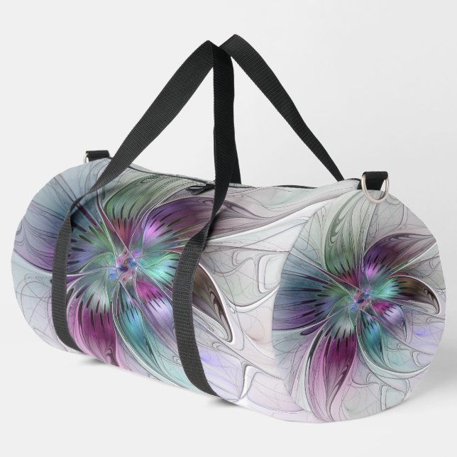 Colourful Abstract Flower Modern Floral Fractal Ar Duffle Bag (Left Corner)