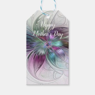Colourful Abstract Flower Modern Floral Fractal Ar Gift Tags