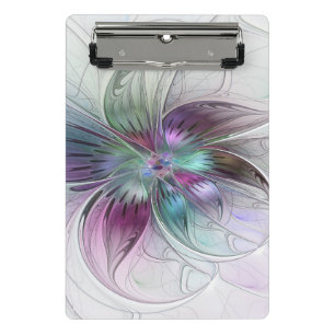 Colourful Abstract Flower Modern Floral Fractal Ar Mini Clipboard