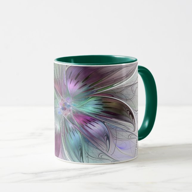 Colourful Abstract Flower Modern Floral Fractal Ar Mug (Front Right)