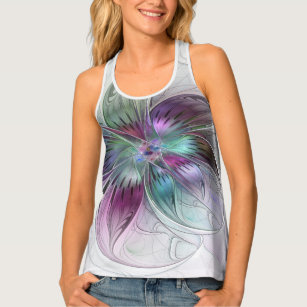 Colourful Abstract Flower Modern Floral Fractal Ar Tank Top