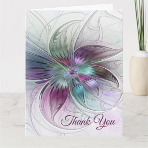 Colourful Abstract Flower Modern Floral Fractal Ar Thank You Card