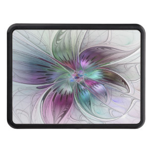 Colourful Abstract Flower Modern Floral Fractal Ar Trailer Hitch Cover