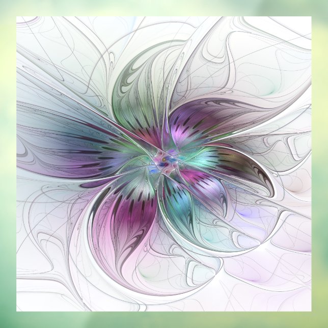 Colourful Abstract Flower Modern Floral Fractal Ar Window Cling (Sheet 3)