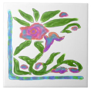 Colourful Abstract Flower Tile