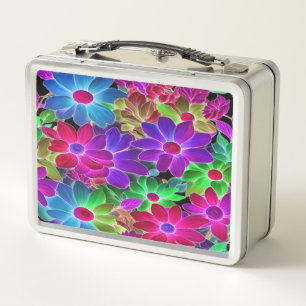 Colourful Abstract Flowers #229 - Metal Lunchbox