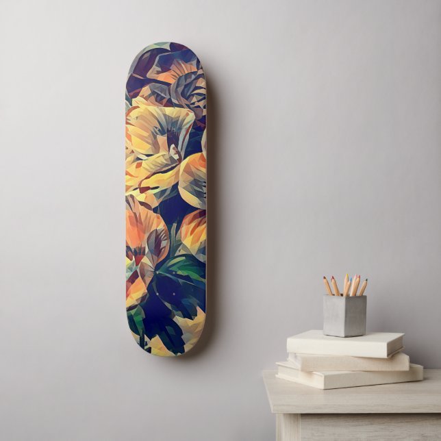 colourful abstract flowers nature original art   skateboard (Wall Art)
